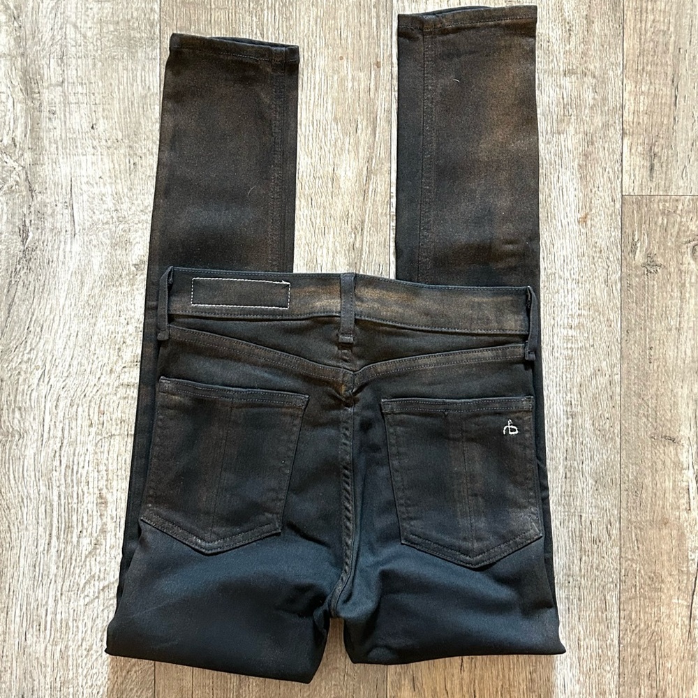 rag & bone High Rise Ankle Skinny color black w/gold metallic Sz. 24